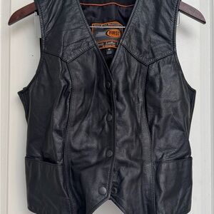 Women's Black Leather Vest